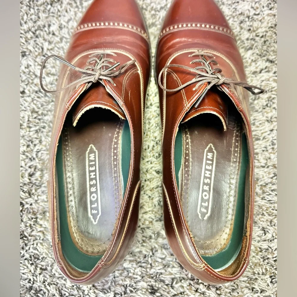 Florsheim Cap Toe Oxford Dress Shoes Men Size 10.5 Brown Formal Old Money‎